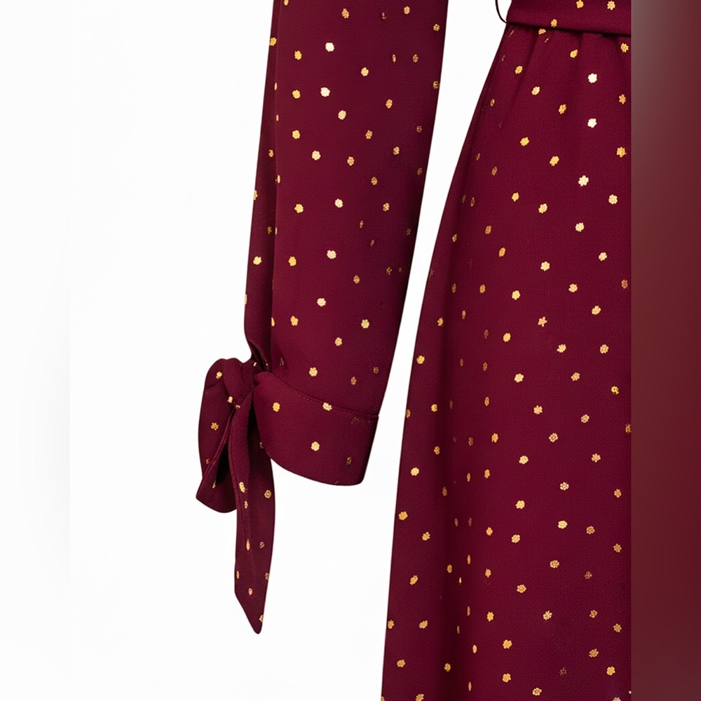 Laundry By Shelli Segal Burgundy Polka Dot Wrap Dress - Picture 4 of 4